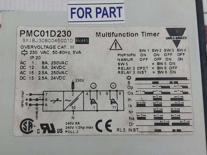 Carlo Gavazzi Pmc01D230 Multi-function Time Delay Relay 230 Vac