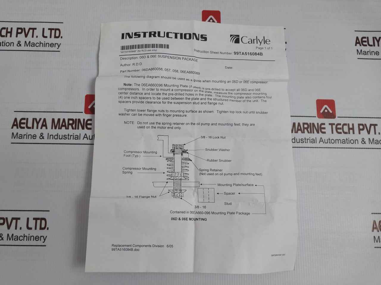 Carlyle 06da660057 Mounting Kit 572.88.00.068 06d & 06e Suspension Package