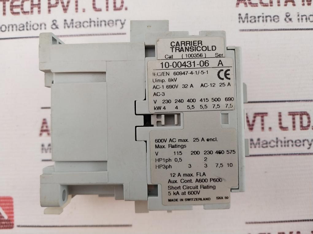 Carrier 10-00431-06 Transicold Contactor 12a 600v