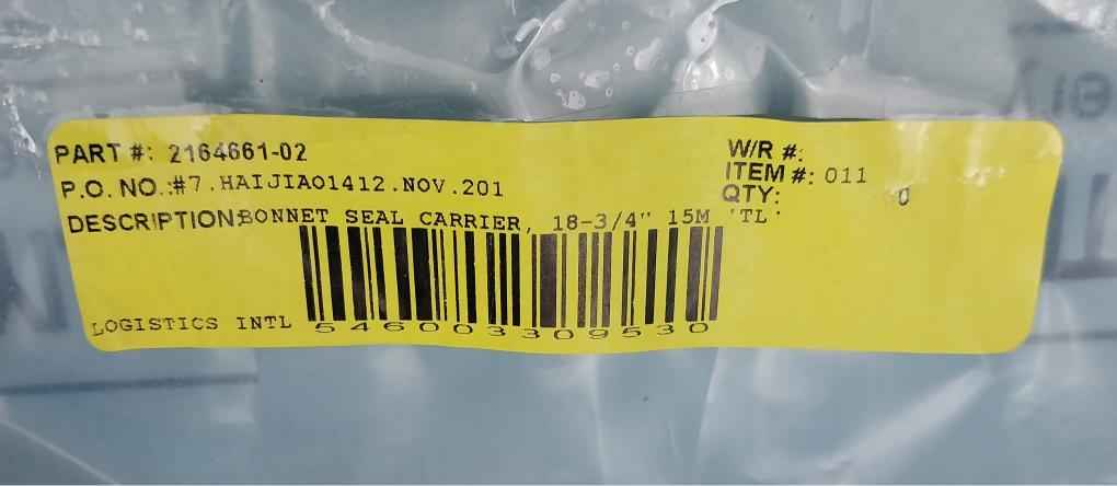 Carrier 2164661-02 Bonnet Seal 18-3/4" 15m 'tl' Rev 04