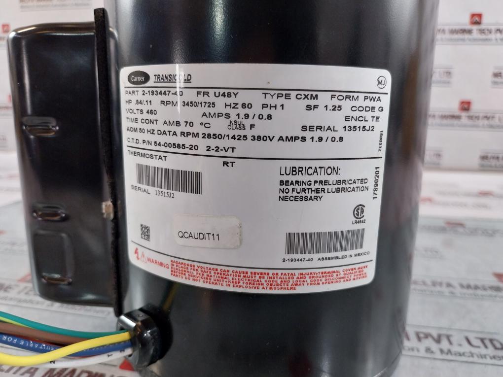 Carrier Transicold 2-193447-40 Evaporator Fan Motor 460 V