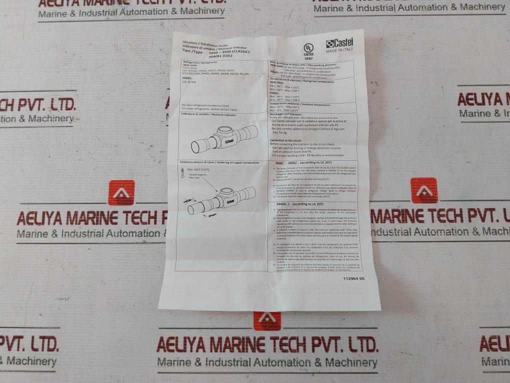 Castel 3910/22 Moisture Indicator 500 Psi 45 Bar 112964 05