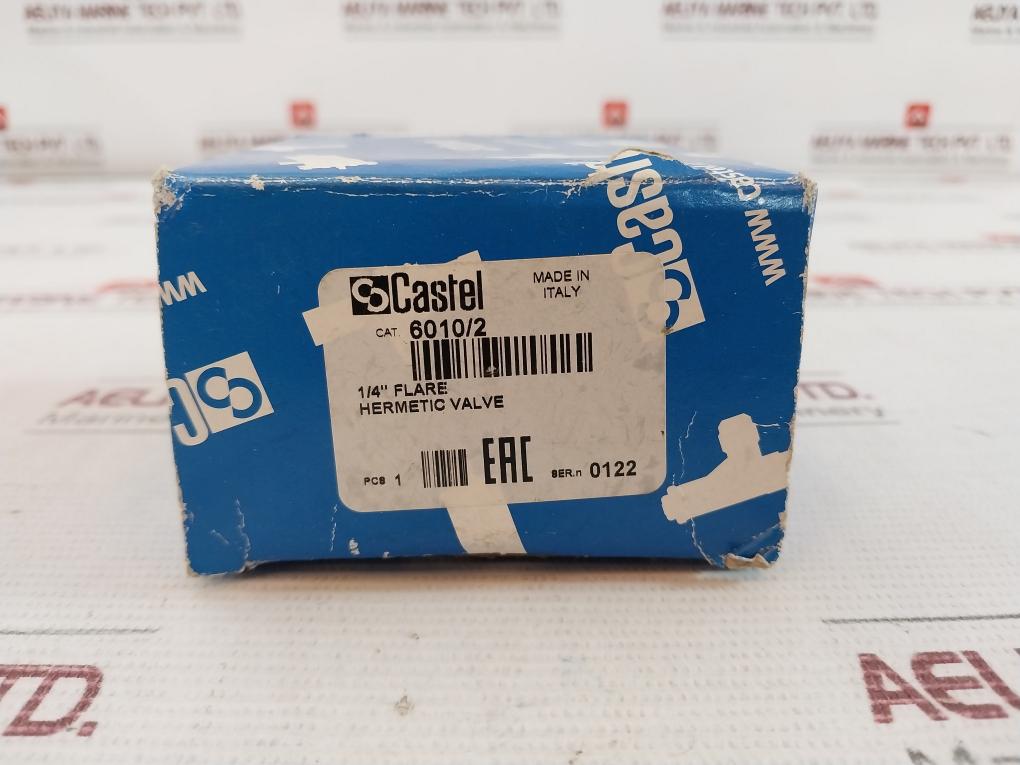 Castel 6010/2 Hermetic Valve Pap21 1/4" Flare 16Nm