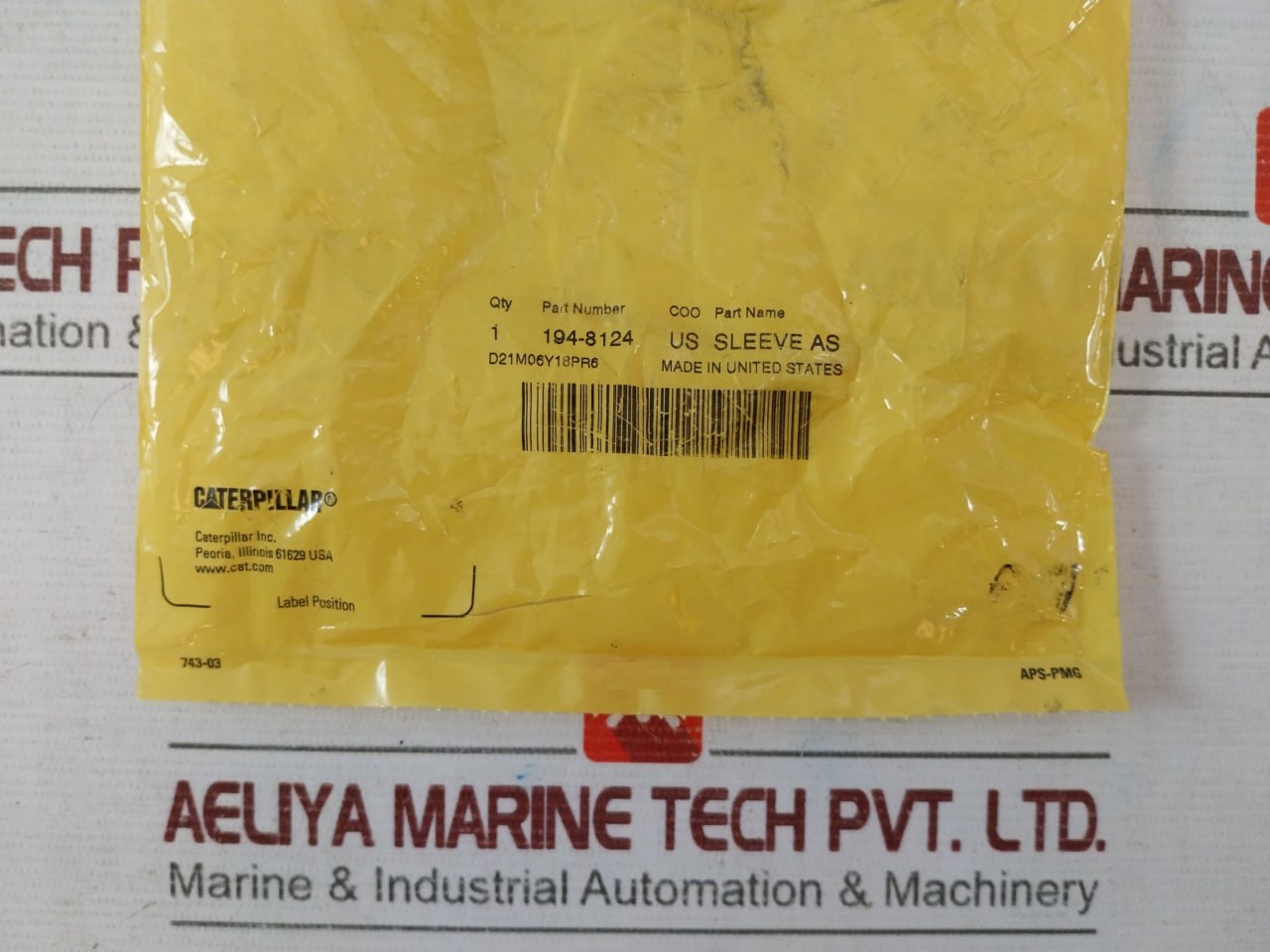 Caterpillar 194-8124 Sleeve Assembly D21M06Y18Pr6