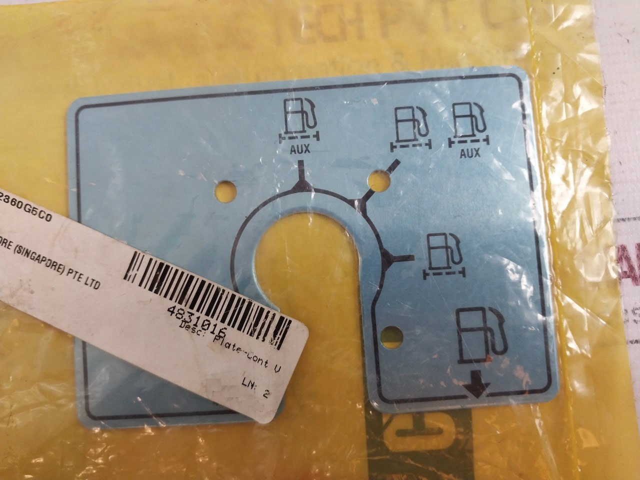 Caterpillar 483-1016 Fuel Instruction Plate 4831016