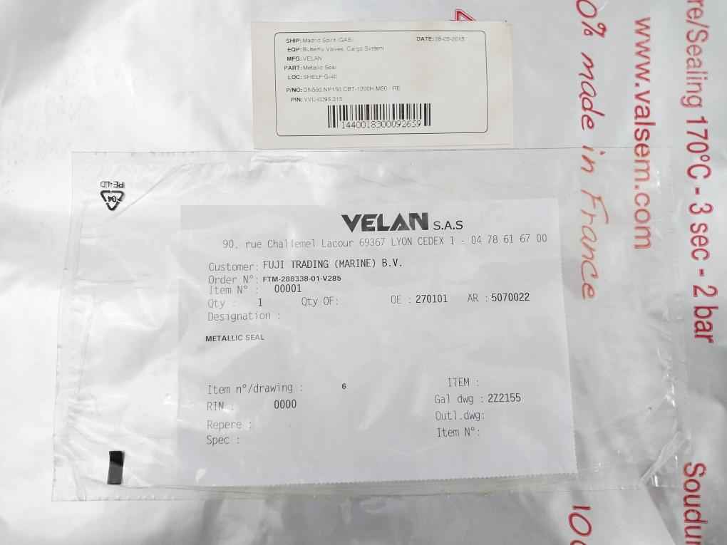 Cbt-1200H M50/Re Butterfly Valve Metallic Seal For Cargo System Velan