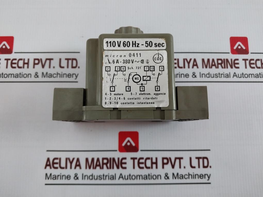 Cdc 0411 Timer Delay Relay 0-50 Sec 110V 60Hz 6A-380V Sch.731