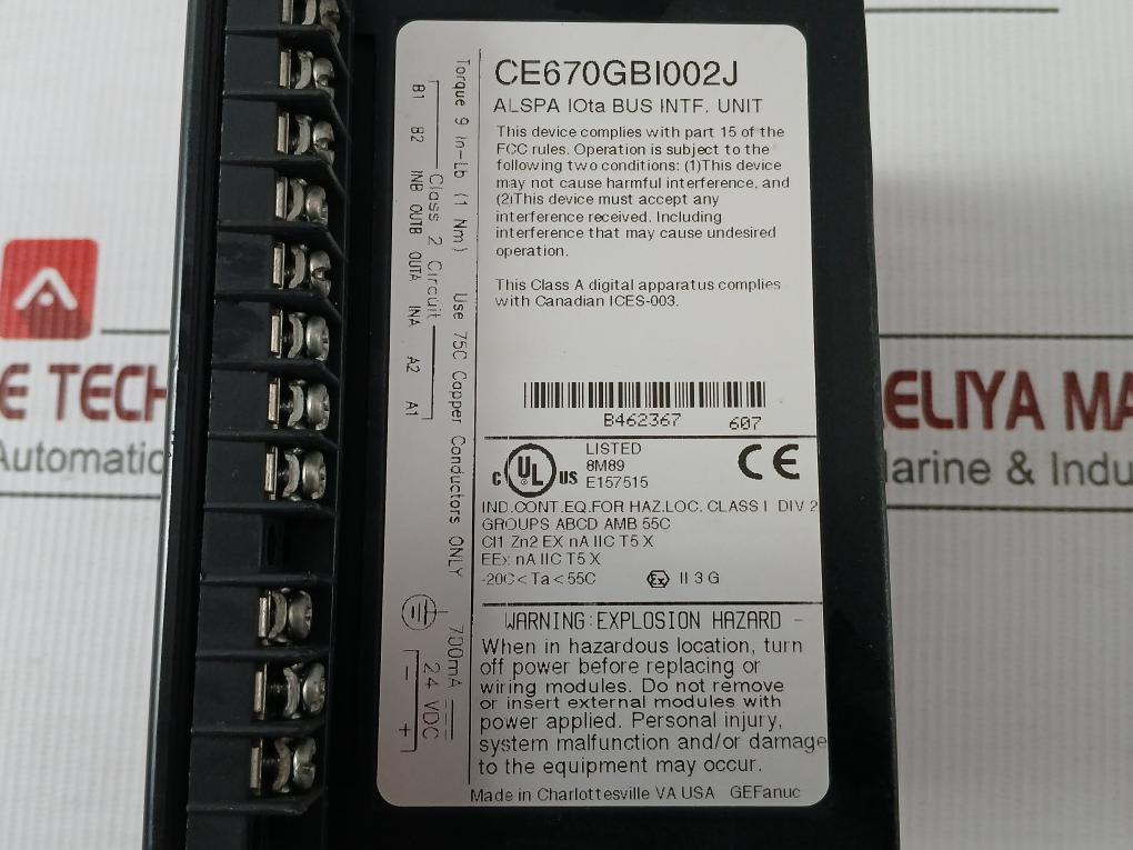 Ce670Gbi002J Ge Fanuc 24 Vdc Genius Bus Interface Unit