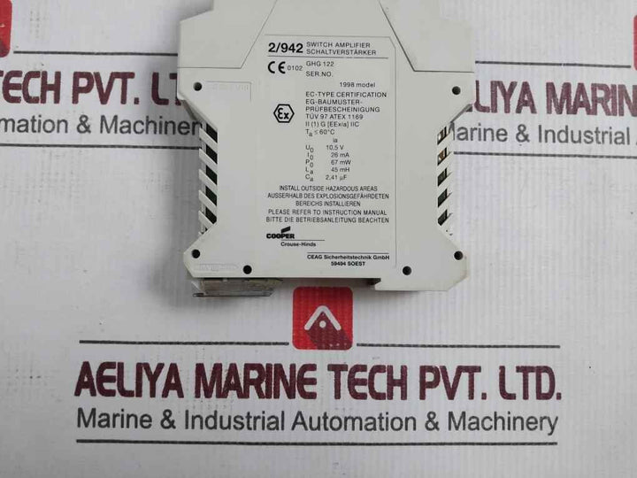 Ceag Sicherheitstechnik Gmbh 2/942 Switch Amplifier 230v Ac 10.5v 67mw 26 Ma