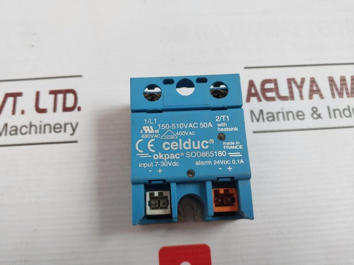 Celduc Sod865180 Okpac Solid State Relay Input 7-30Vdc 150-510Vac 50A