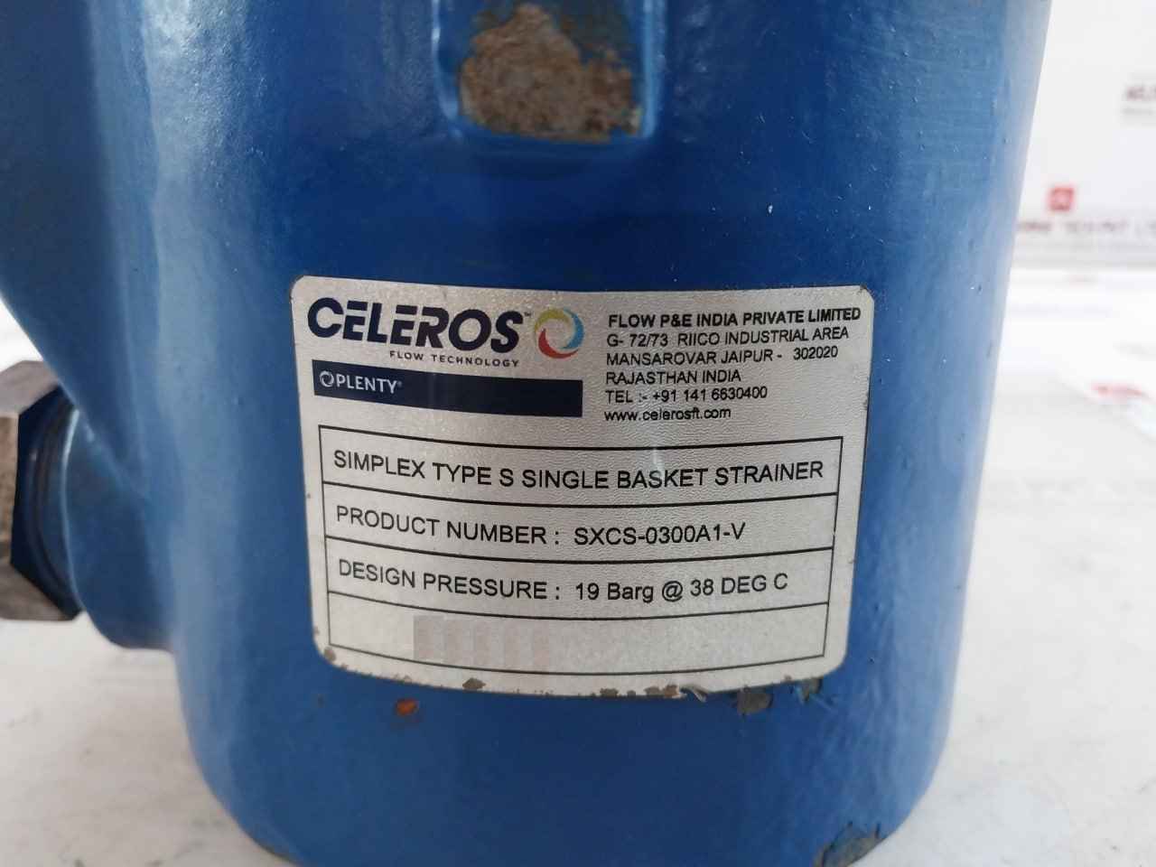 Celeros Flow Technology Sxcs-0300A1-v Simplex Type S Single Basket Strainer 38 C