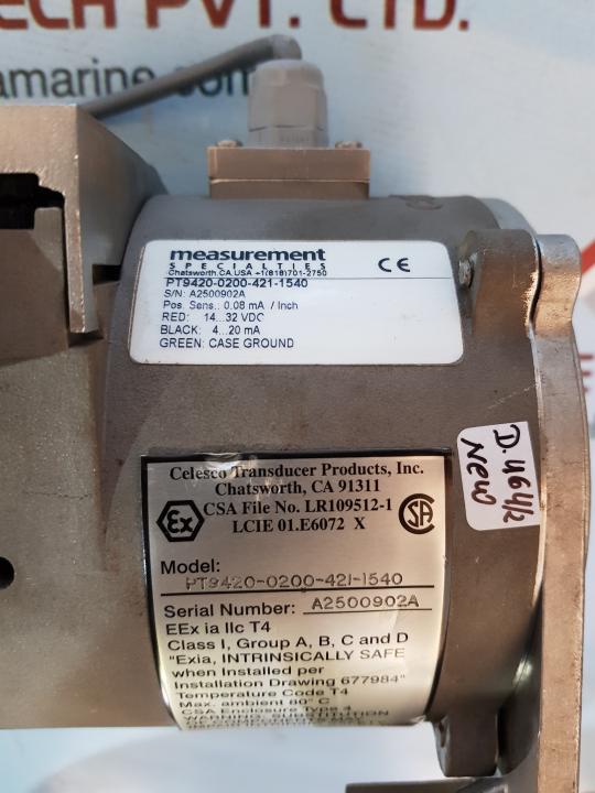 Celesco pt9420-0200-421-1540 cable extension position transducer