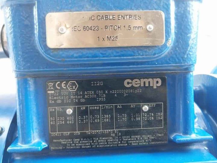 Cemp N2200002081y22 Electric Motor Gearbox Assembly Cbf 70 Ip55