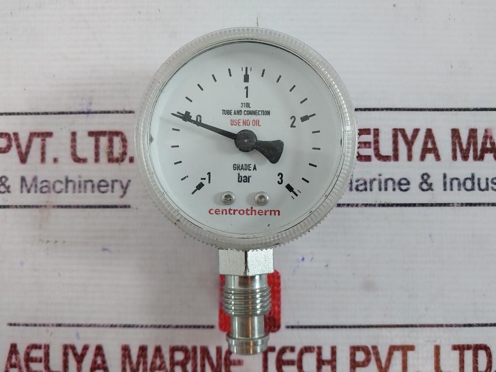 Centrotherm 316l Grade A Tube And Connection Pressure Gauge -1 To 3 Bar