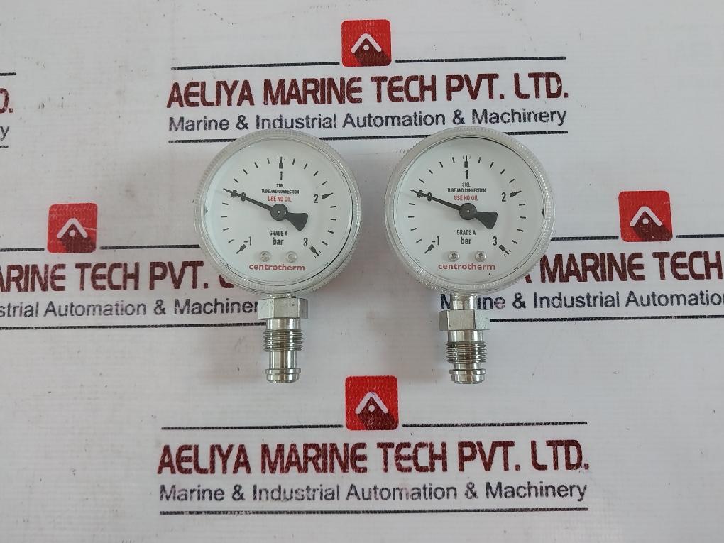 Centrotherm 316l Grade A Tube And Connection Pressure Gauge -1 To 3 Bar