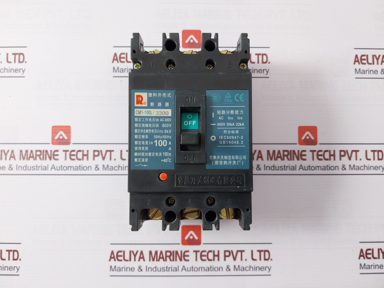 Changshu Cm1-100L/3300 Plastic Shell Type Circuit Breaker 50Hz/60Hz 10In Ui 800V