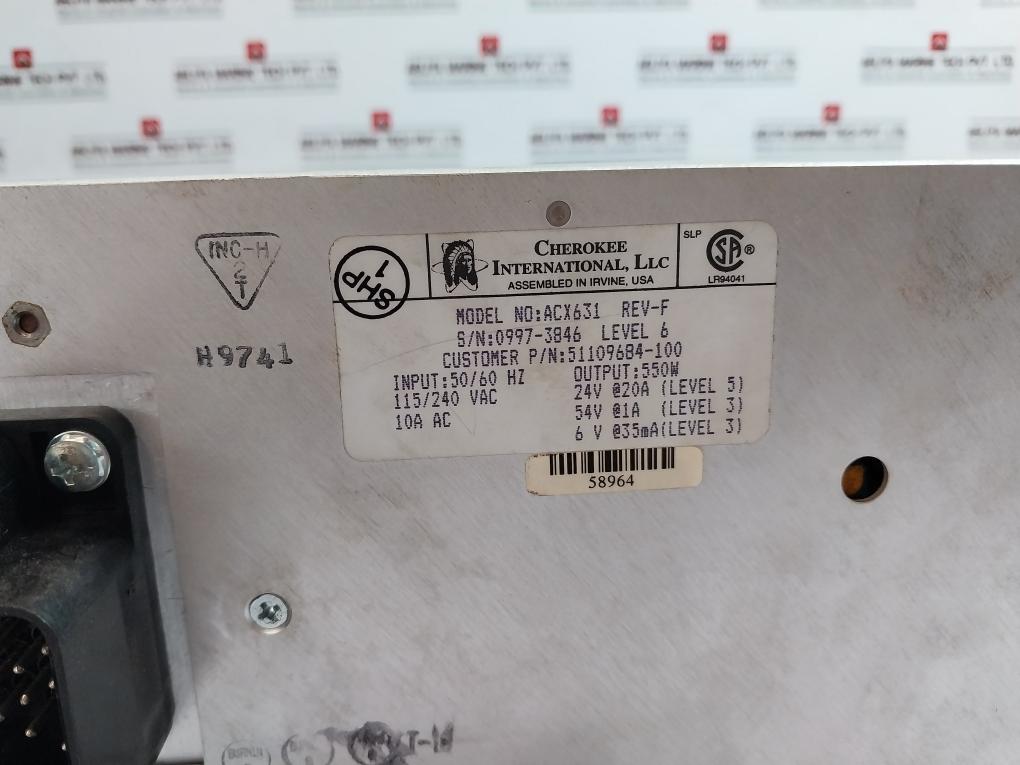 Cherokee 51109684-100 Power Supply Level 6 Rev F 50/60Hz