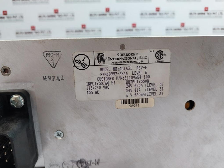 Cherokee 51109684-100 Power Supply Level 6 Rev F 50/60Hz