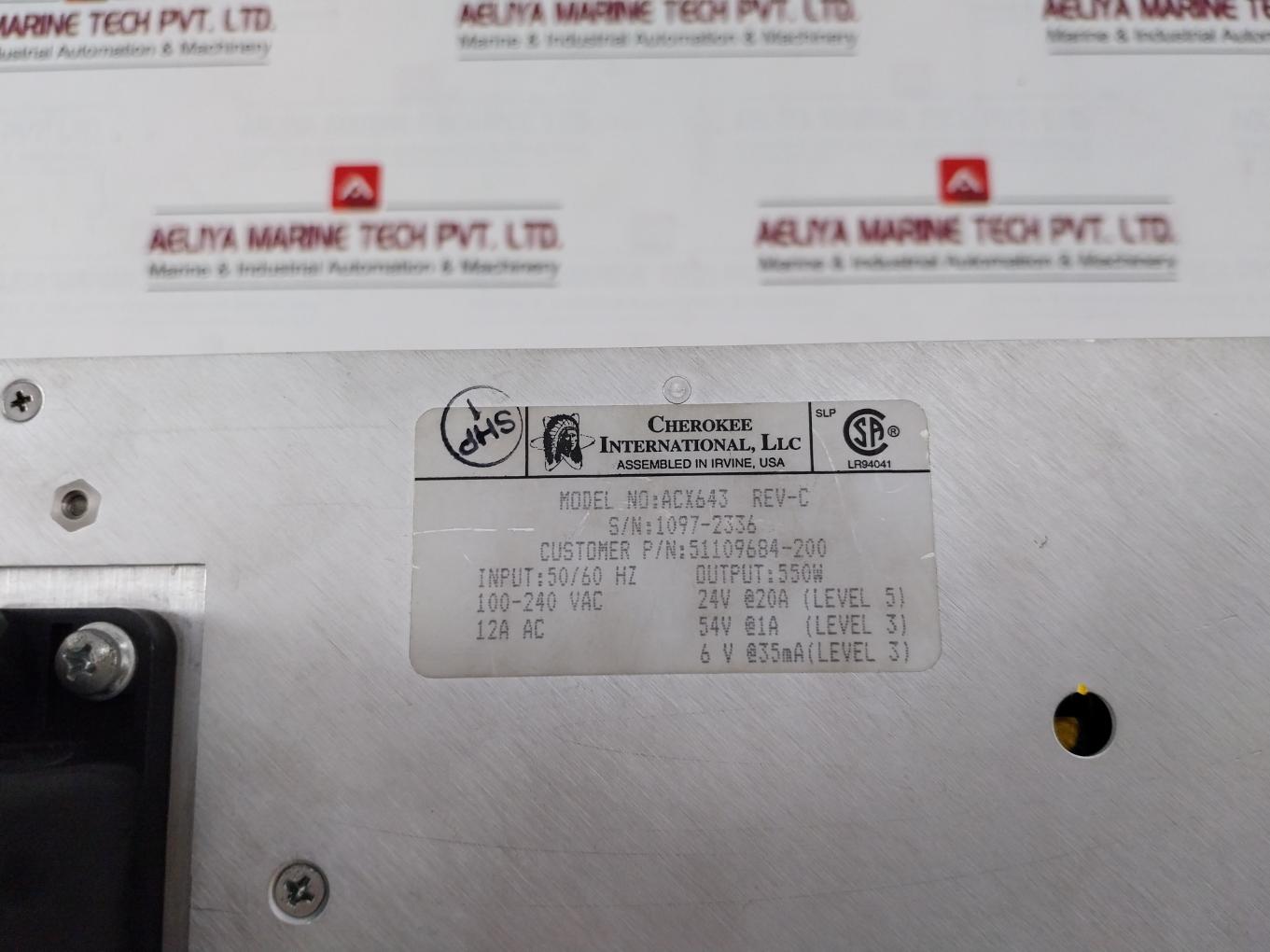 Cherokee Acx643 Power Supply Unit 51109684-200 Rev-c 100-240Vac 12A Ac 50/60Hz