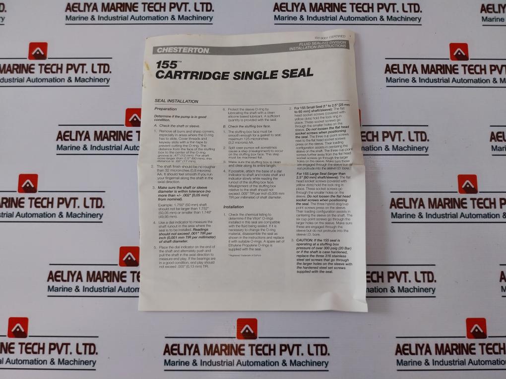 Chesterton 155 Mechanical Cartridge Seal Set 5209496