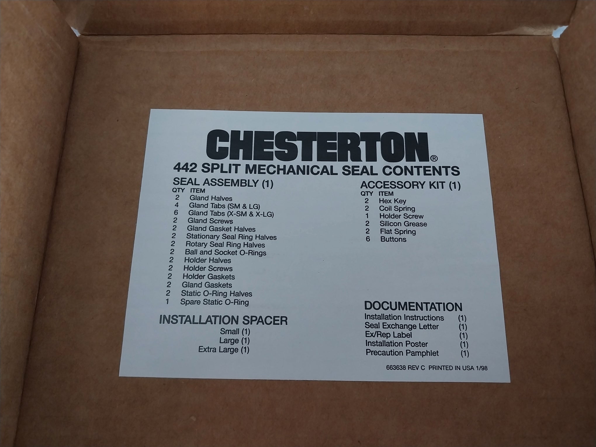 Chesterton 442-13 Gemini Split Seal Kit 678322