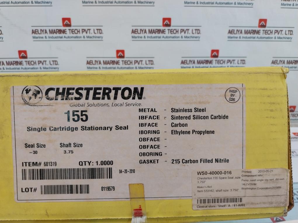 Chesterton 681319 155 Single Cartridge Stationary Seal Kit