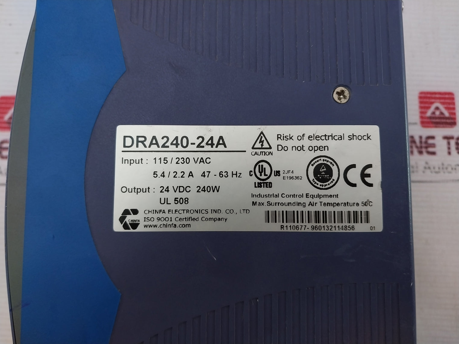 Chinfa Electronics Dra240-24A Switch Mode Din Rail Power Supply
