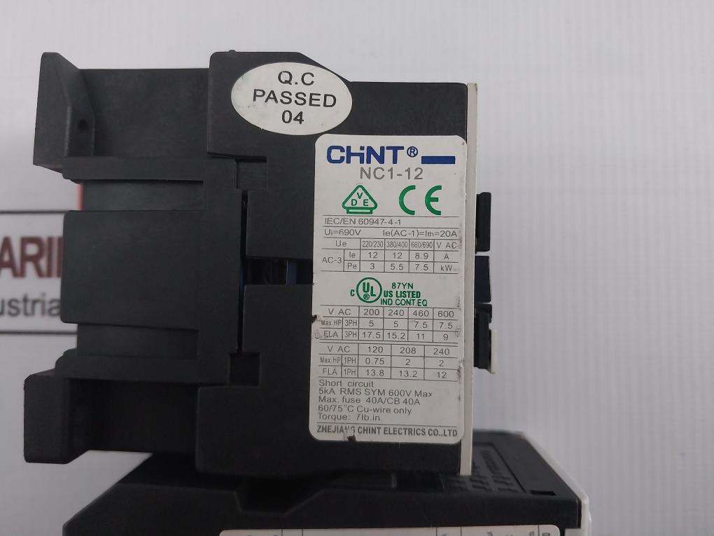 Chint Nc1-1210 Ac Contactor 600V W/ Nr2-25 Thermal Overload Relay 9-13A Assy