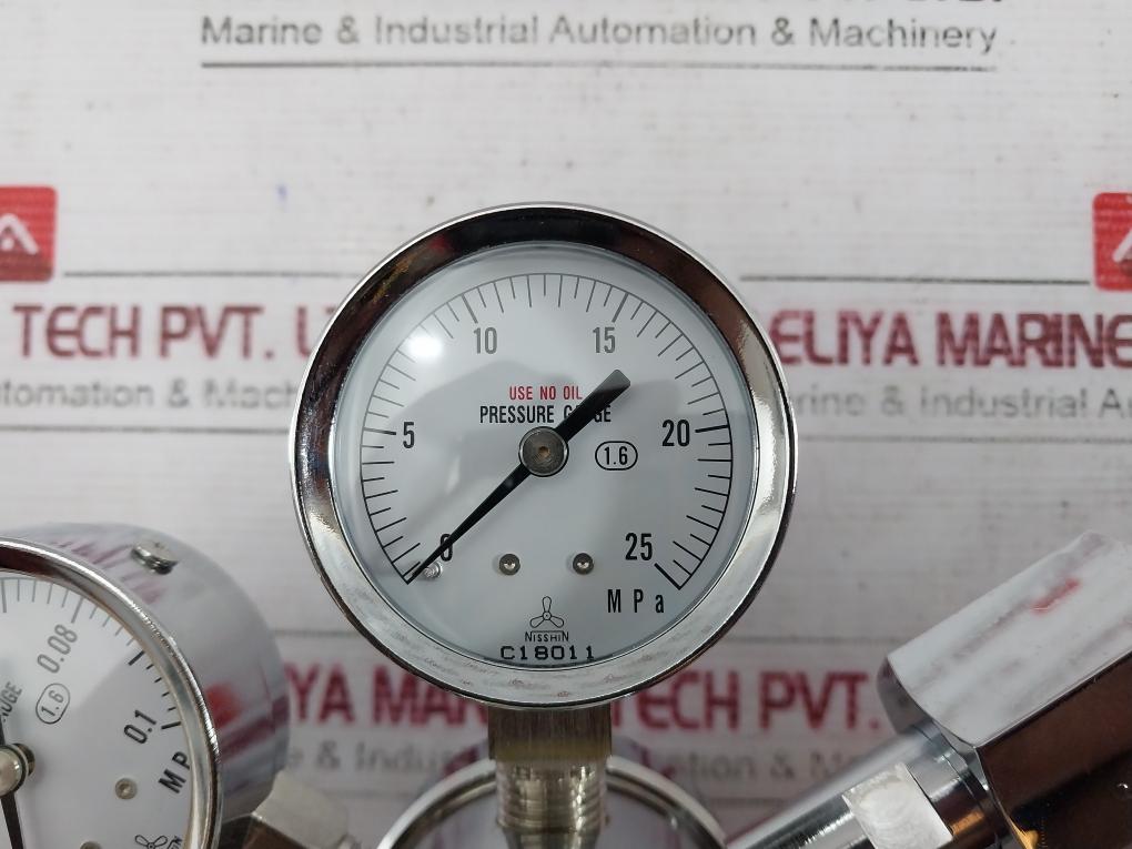 Chiyoda Seiki Bhn-3 High Select Gas Regulator Pressure Gauge 390387 0H7-000-015