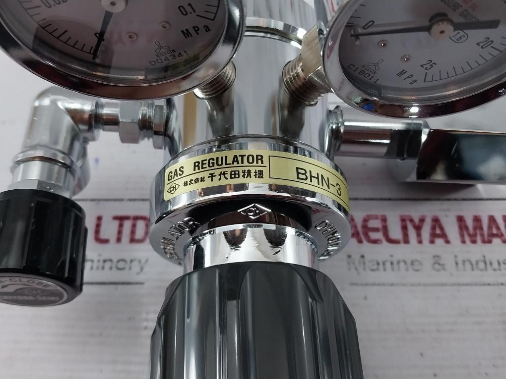 Chiyoda Seiki Bhn-3 High Select Gas Regulator Pressure Gauge 390387 0H7-000-015