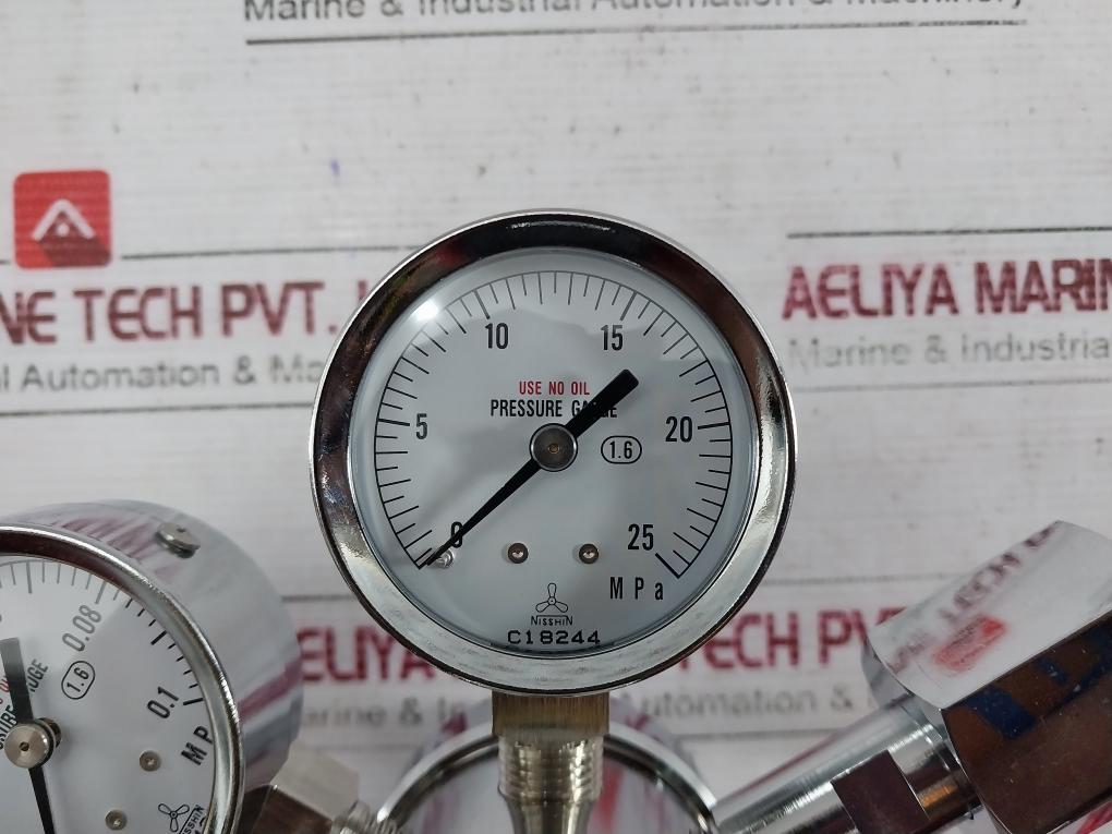Chiyoda Seiki Bhn-3 High Select Gas Regulator Pressure Gauge A4U