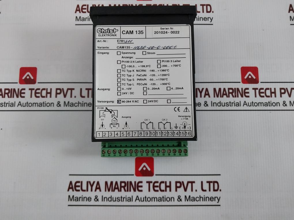 Christ Elektronik Cam 135 Panel Meter E781311 90-264V/Ac Pt100 7Va