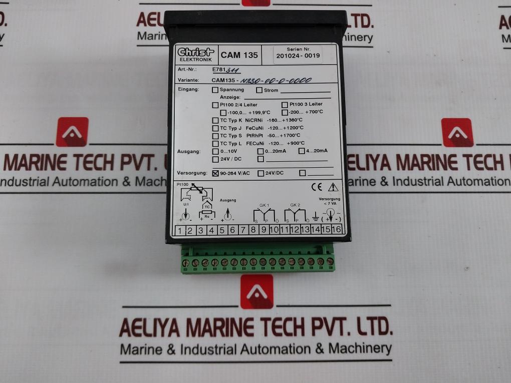 Christ Elektronik Cam 135 Pt100 Digital Panel Meter 90-264V/Ac E781311 7Va