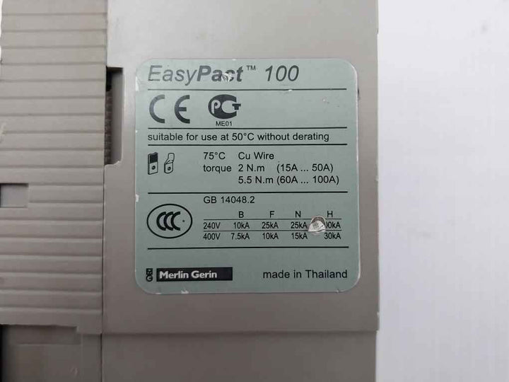 Circuit Breaker 690v-50/60hz By Schneider Electric Ezc100n 80a