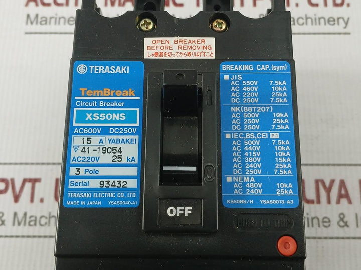 Circuit-Breaker-Dc250v-3-Pole-15a-By-Terasaki-Xs50ns-3