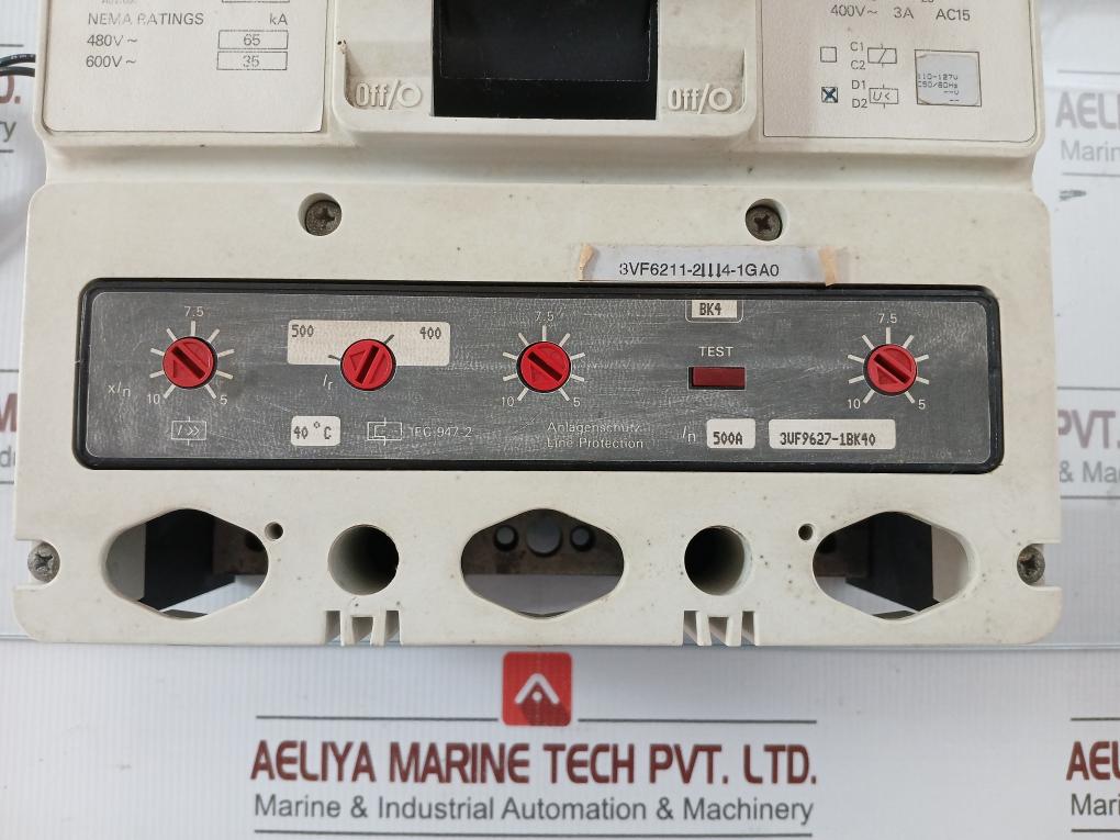 Circuit Breaker 400/500A 3P 65Ka Siemens 3Vf6211-2Bk44-1Ga0