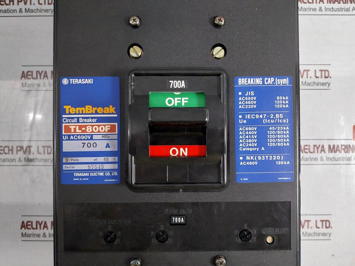 Circuit Breaker 690 Vac 50/60Hz Terasaki Electric Tl-800F