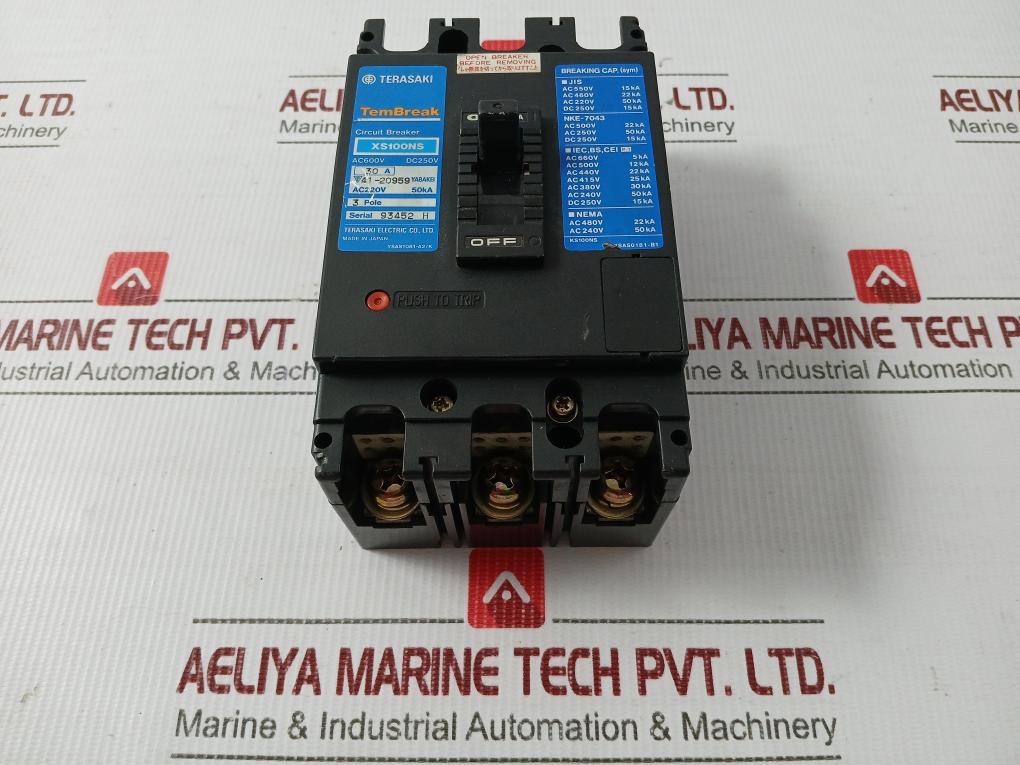 Circuit Breaker Dc250V 3 Pole Xs100Ns Terasaki Electric