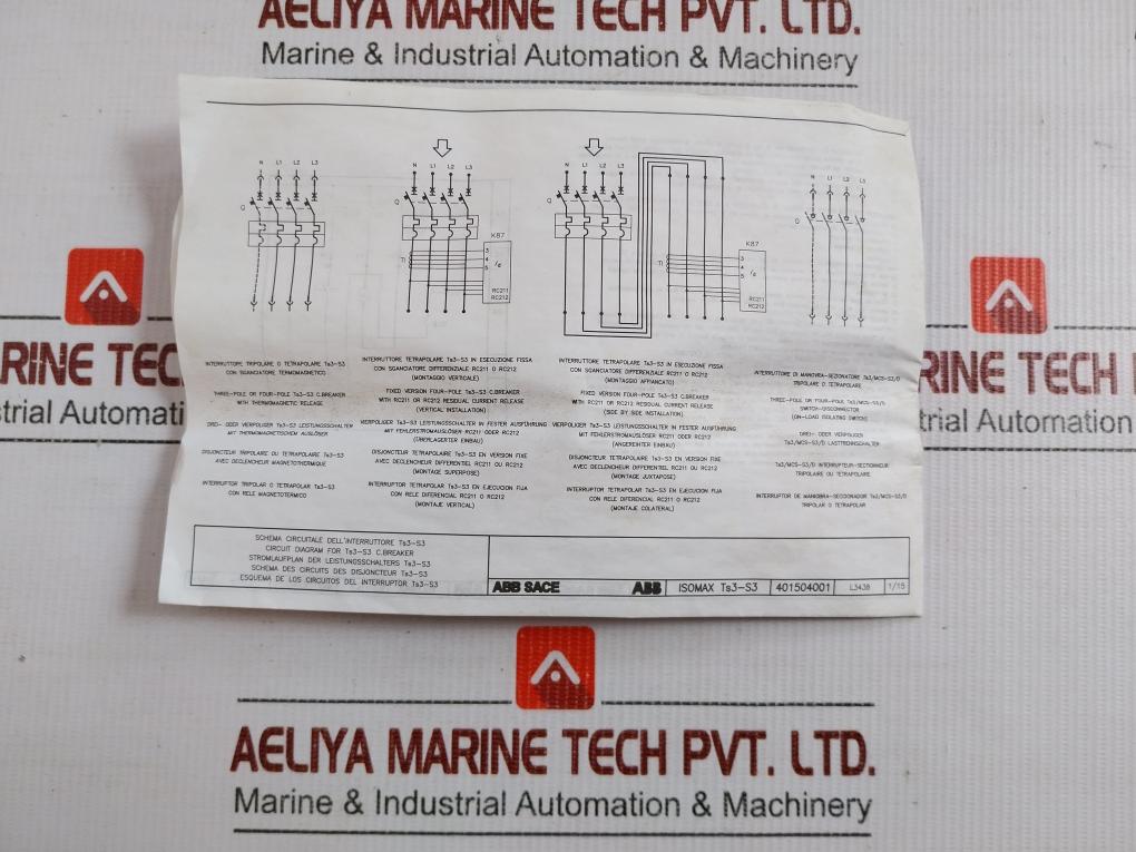 Circuit Breaker Sace S3L Abb 3A 400V A.C