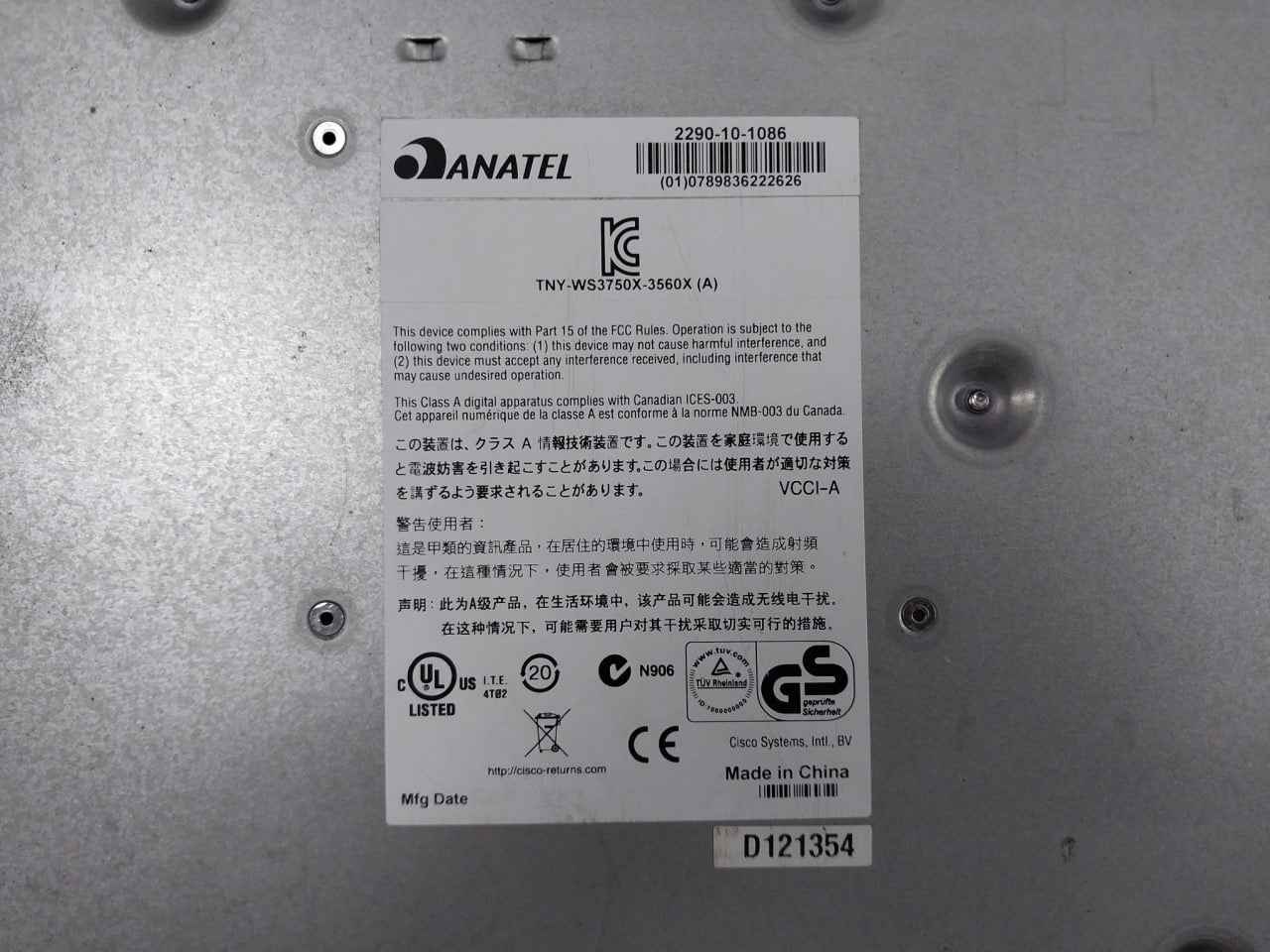 Cisco 2290-10-1086 Managed Network Switch 350W Gfc0412Ds Pa-1351-1-lf