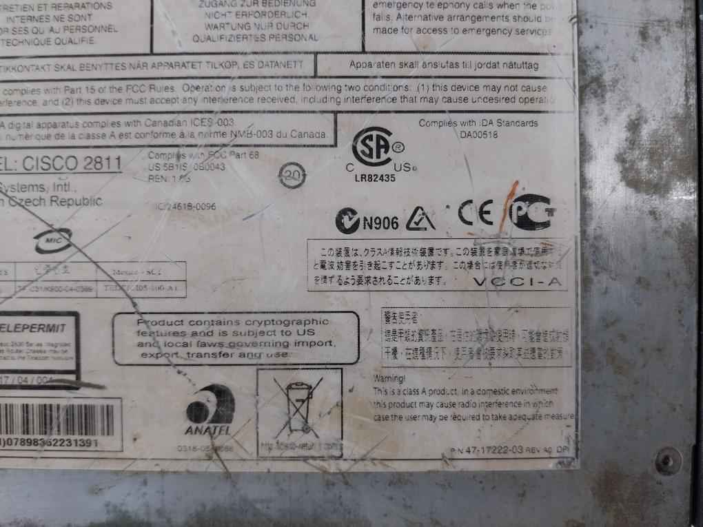Cisco 2811 Compactflash 2800 Model Integrated Services Router 64Mb