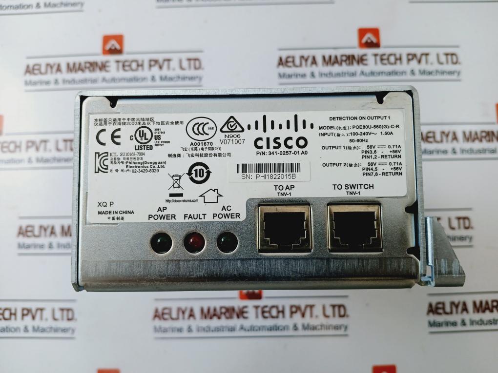 Cisco Poe80U-560(G)-c-r Dc Power Supply Device 100-240V~ 1.50A 50-60Hz