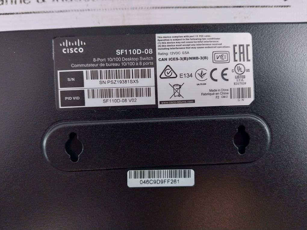 Cisco Sf110d-08 8-port Ethernet Desktop Switch W/ Power Supply Mu08-6120050-b2