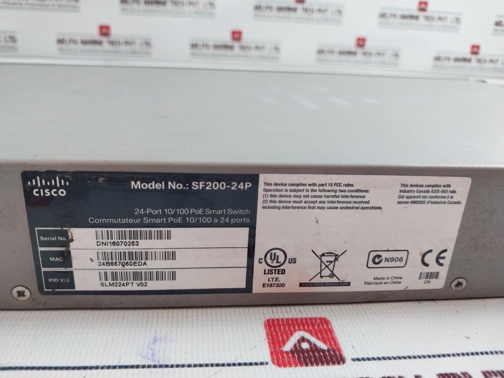 Cisco Sf200-24P Smart Switch 100-240V~ 3A 50-60Hz