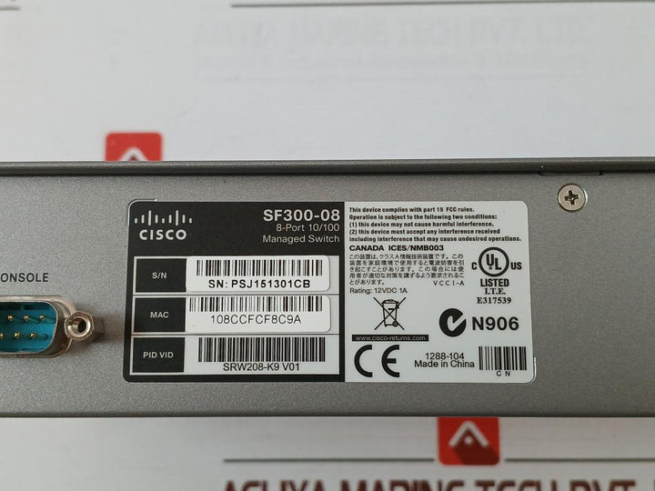 Cisco Sf 300-08 300 Series Managed Switch 12V Dc 1A Esw811Esd01G 6C504D534Da7