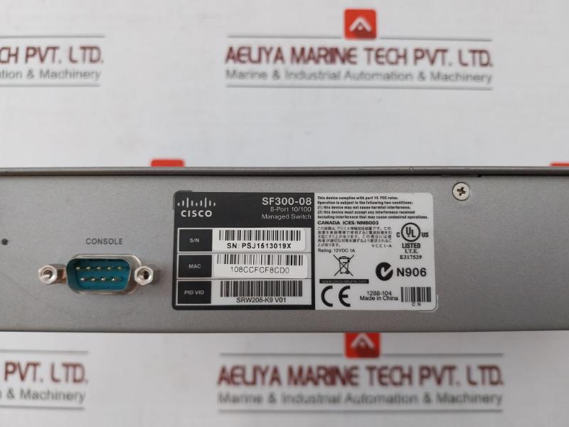Cisco Sf300-08 Managed Switch Set E317539 100-240V- 50/60Hz 0.5A 12V-1A