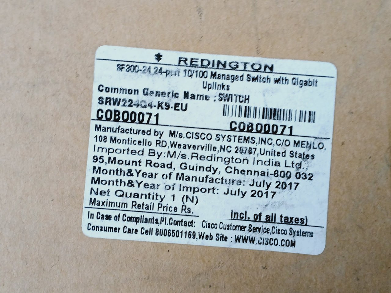 Cisco Sf300-24 24-port 10/100 Managed Switch Model W/ Gigabit Uplinks 3534404400