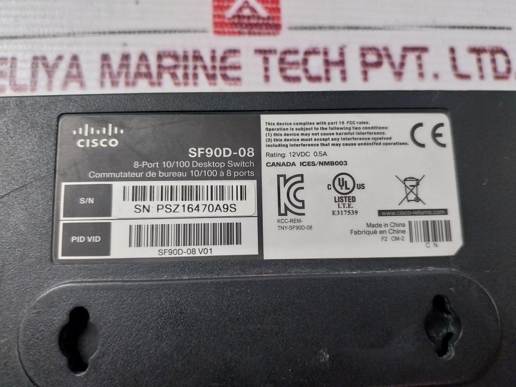 Cisco Sf90D-08 8-port 10/100 Desktop Switch 12V Dc 0.5A