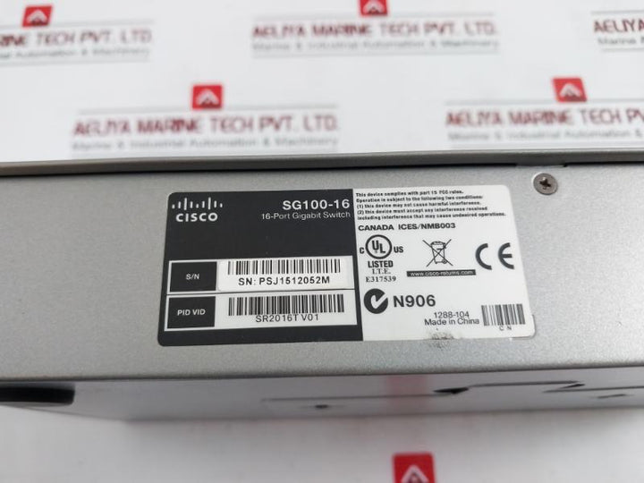 Cisco Sg100-16 16-port Gigabit Switch 100-240V 1A 50-60Hz