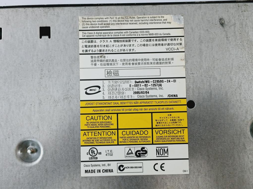 Cisco Ws-c2950g-24-ei Catalyst 2950 Ports Managed Switch 50-60hz 200-240v